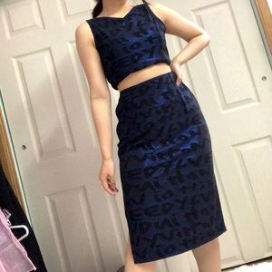 Vintage Blue Shirt & Skirt Set